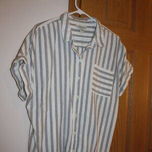 Women's Shortsleeve Blouse by Coldwater Creek size XL Button up White Black